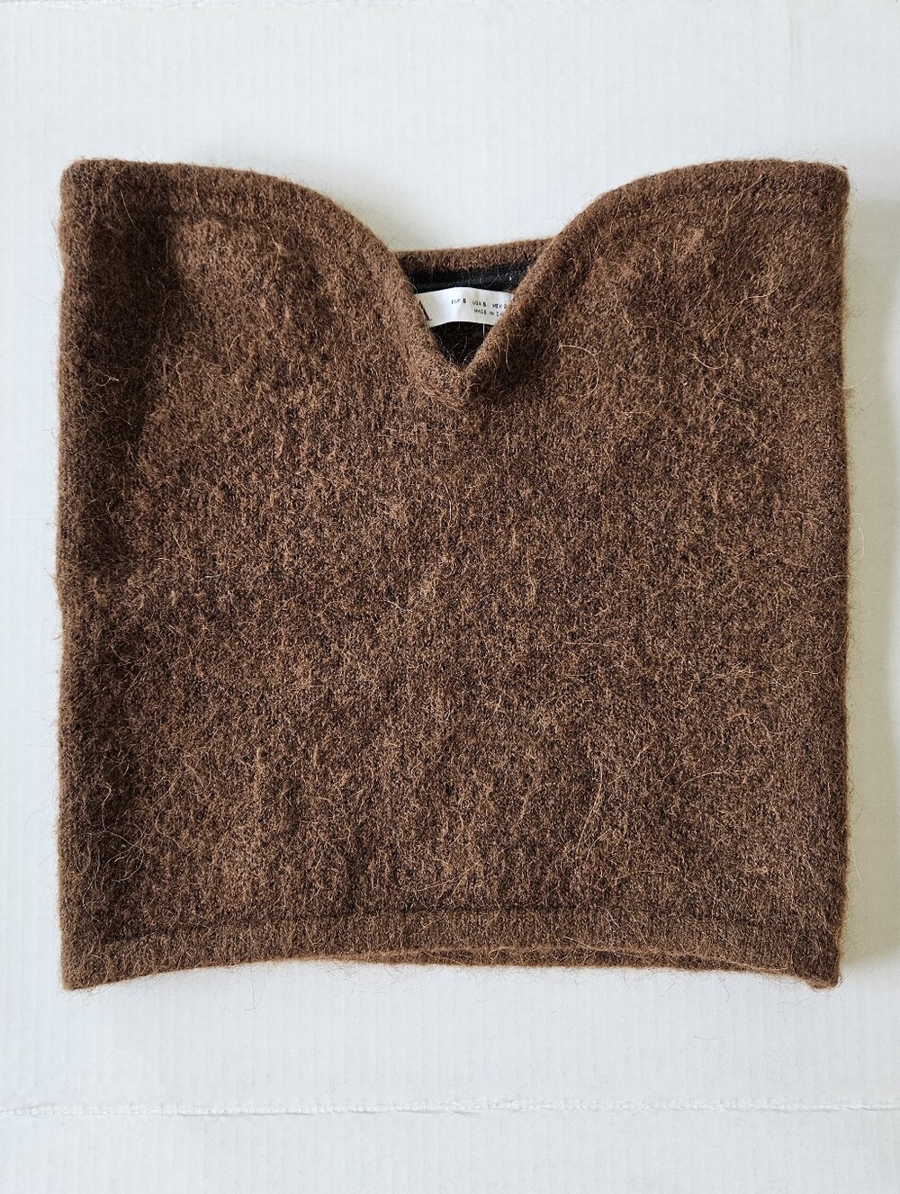 ZARA Strapless Tube Top Bustier Brown Wool Alpaca Blend Size S